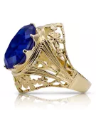 Sapphire 8 كارت من الذهب الأصفر خاتم حرف يدوية فينتاج vrc031x-sp Art Deco أسلوب مجوهرات فينتاج روسي سوفيتي من اتحاد الجمهوريات ا